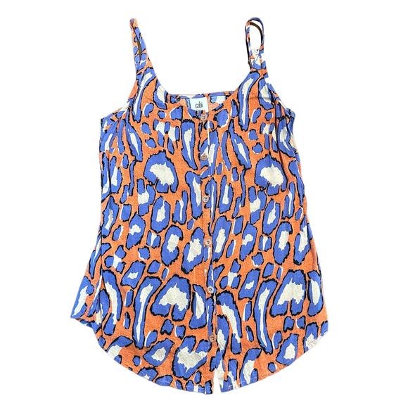 Cabi Womens tank blouse Style 5040 orange purple pattern button down Size XS - Picture 3 of 8